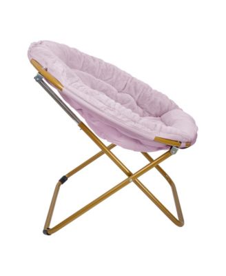 1 Count With Cozy Faux Fur Cushion And Metal Frame For Dorms, Bedrooms, Apartments And More - Ersa Oversize Folding Saucer Chair