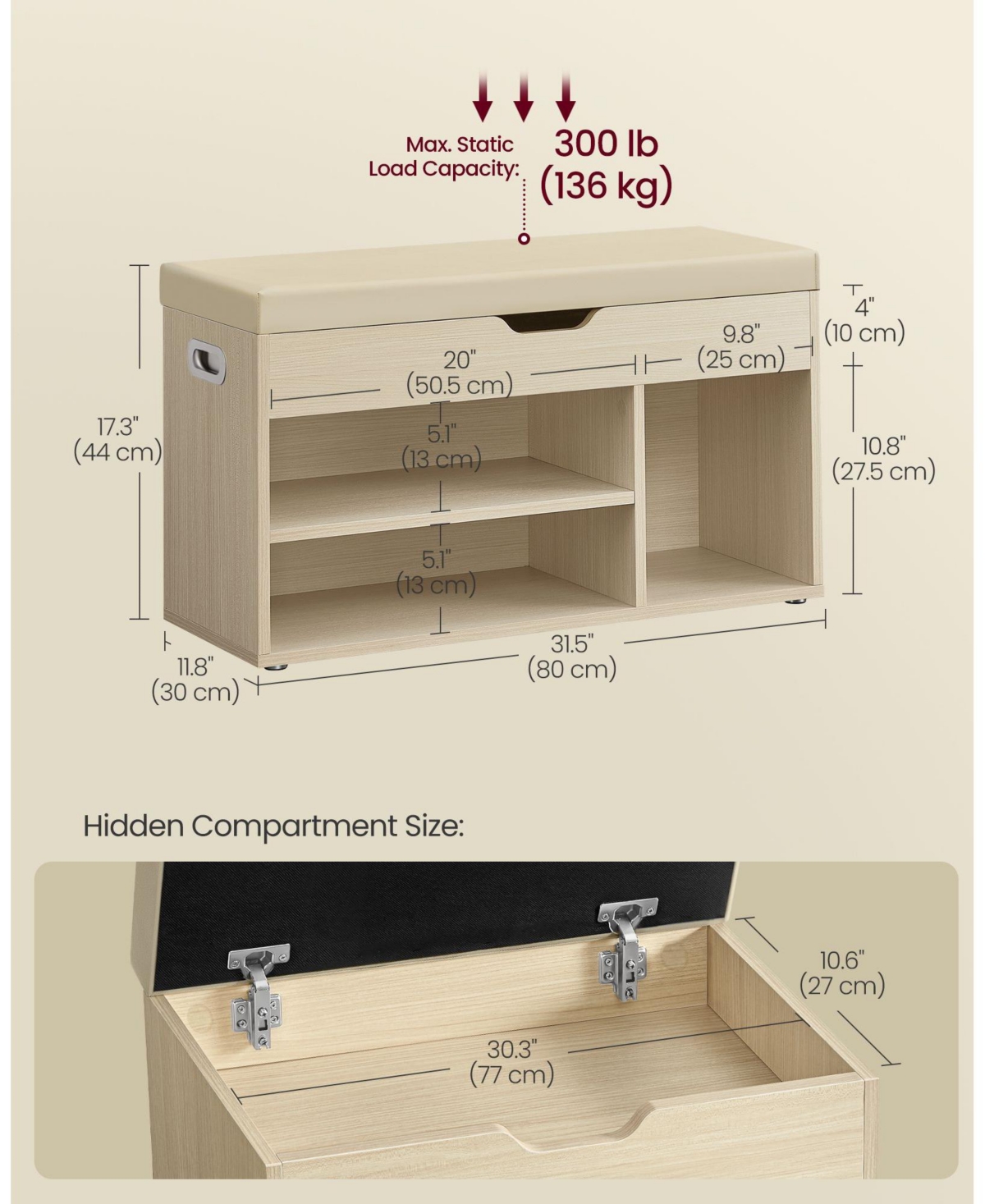 Slickblue Storage Bench with Cushion and Shoe Bench with Padded Seat for Stylish Organization
