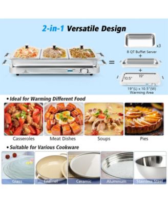 2 in 1 Electric Warming Tray with Temperature Control