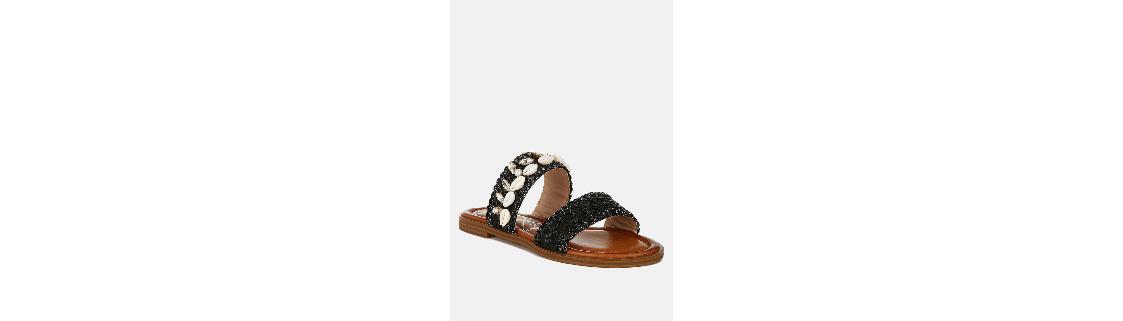 Shellfish Raffia Slip On Sandals