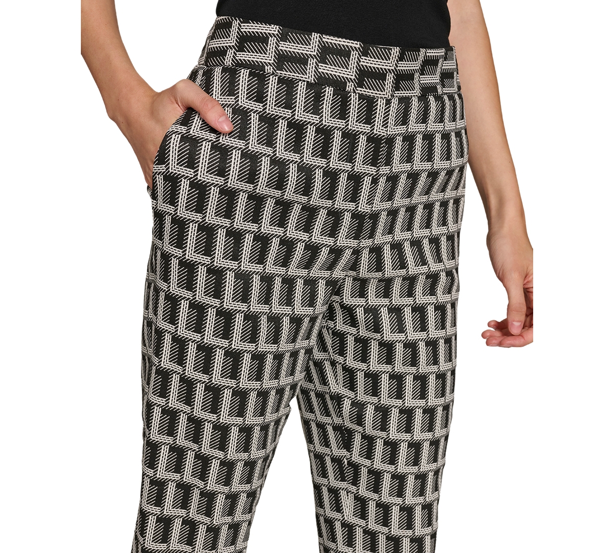 Karl Lagerfeld Paris Women's Monogrammed Straight-Leg Pants - Soft White