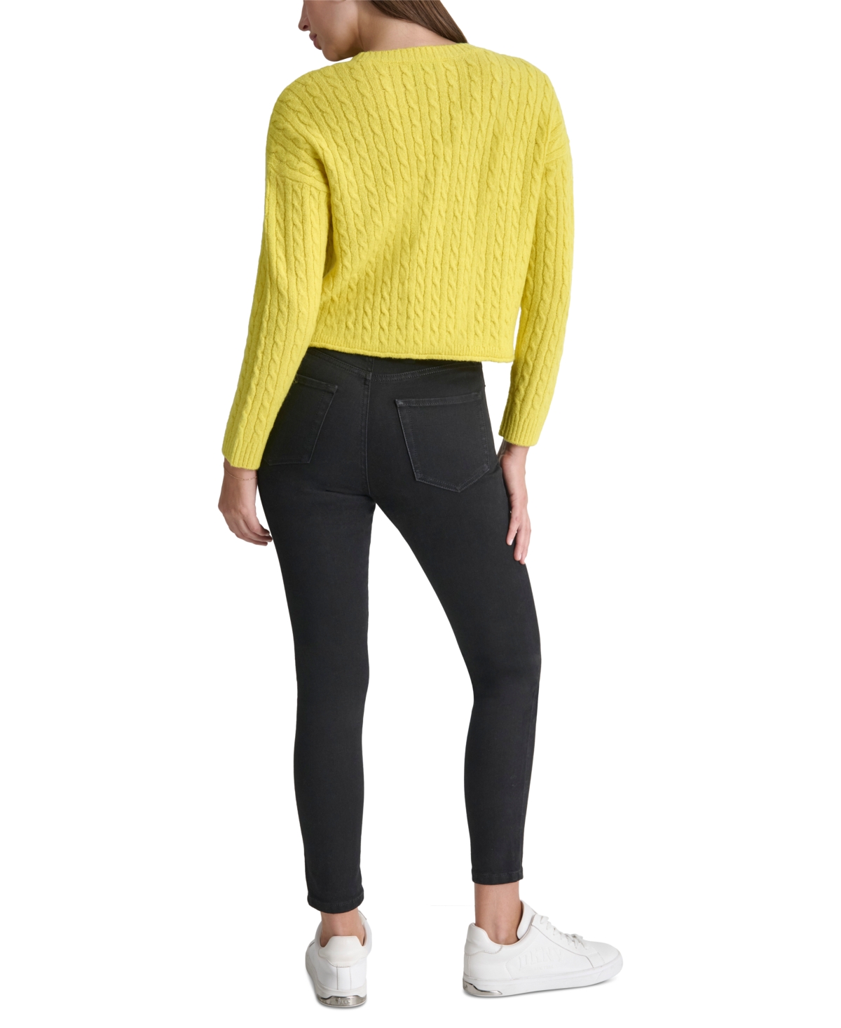 DKNY JEANS PETITE CREWNECK CABLE-KNIT SWEATER 