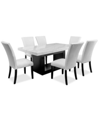 Kellet 7 Pc. Rectangular Marble Dining Set (Table & 6 Side Chairs), Created for Macy's