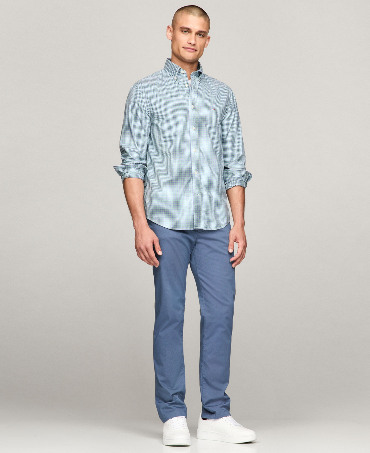 Tommy Hilfiger Men's Regular-Fit Flex Gingham Check Button-Down Poplin Shirt -/ Multi