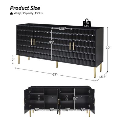 Kaletan Modern 63"Wide Sideboard with Adjustable Shelves