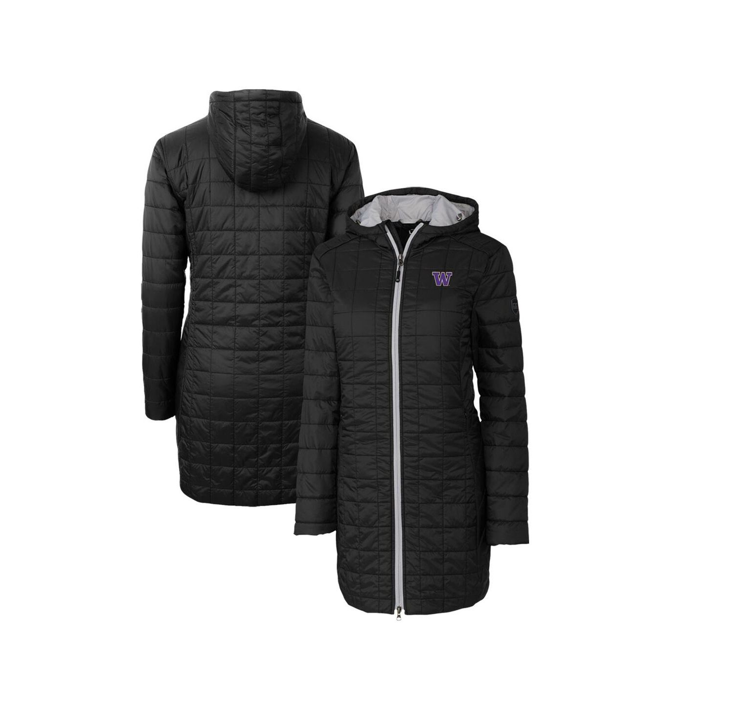 Women's Black Washington Huskies Rainier PrimaLoft Eco Hooded Long Coat