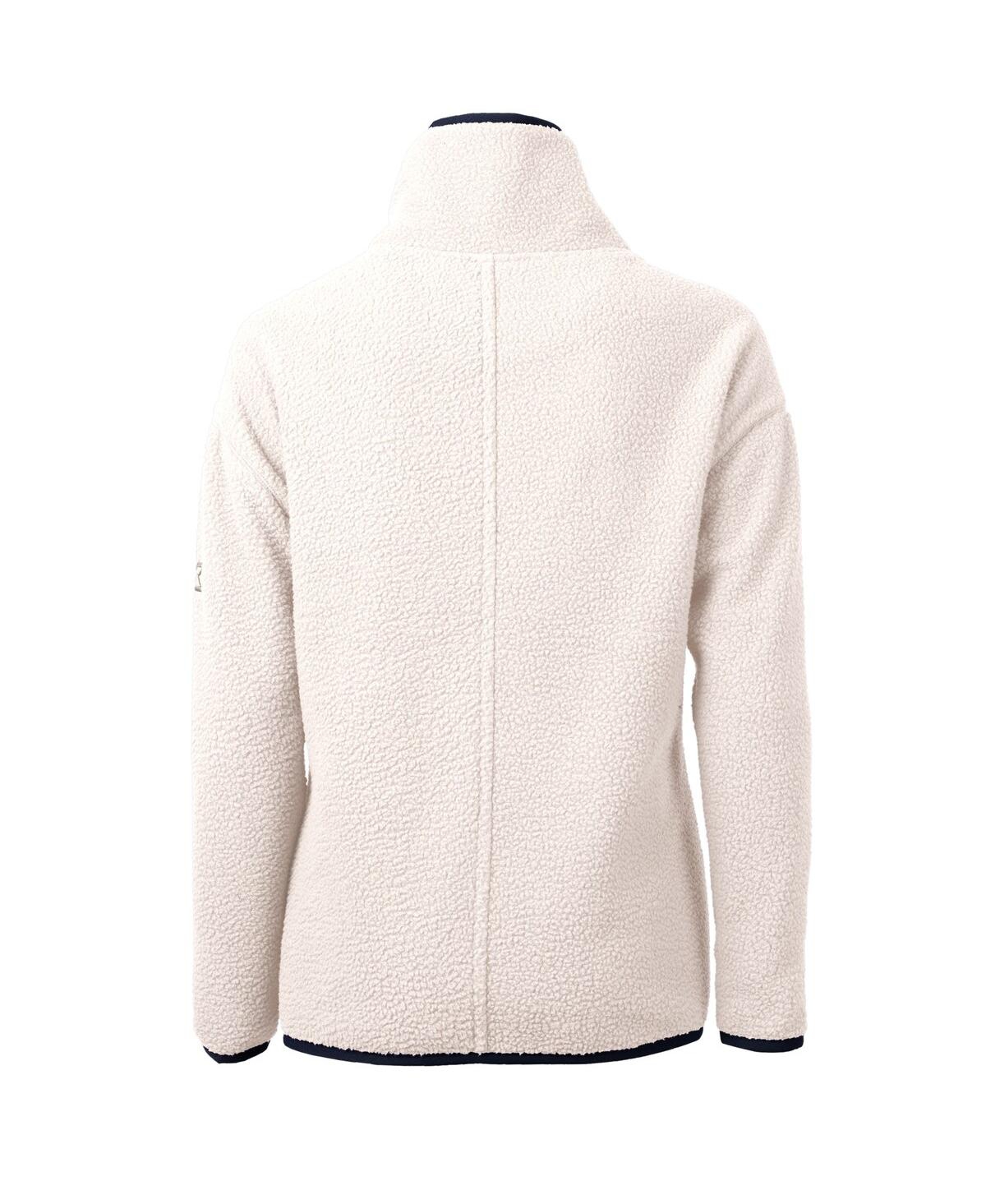CUTTER & BUCK WOMEN'S WHITE NEW YORK YANKEES CASCADE ECO SHERPA FLEECE QUARTER-ZIP PULLOVER JACKET 
