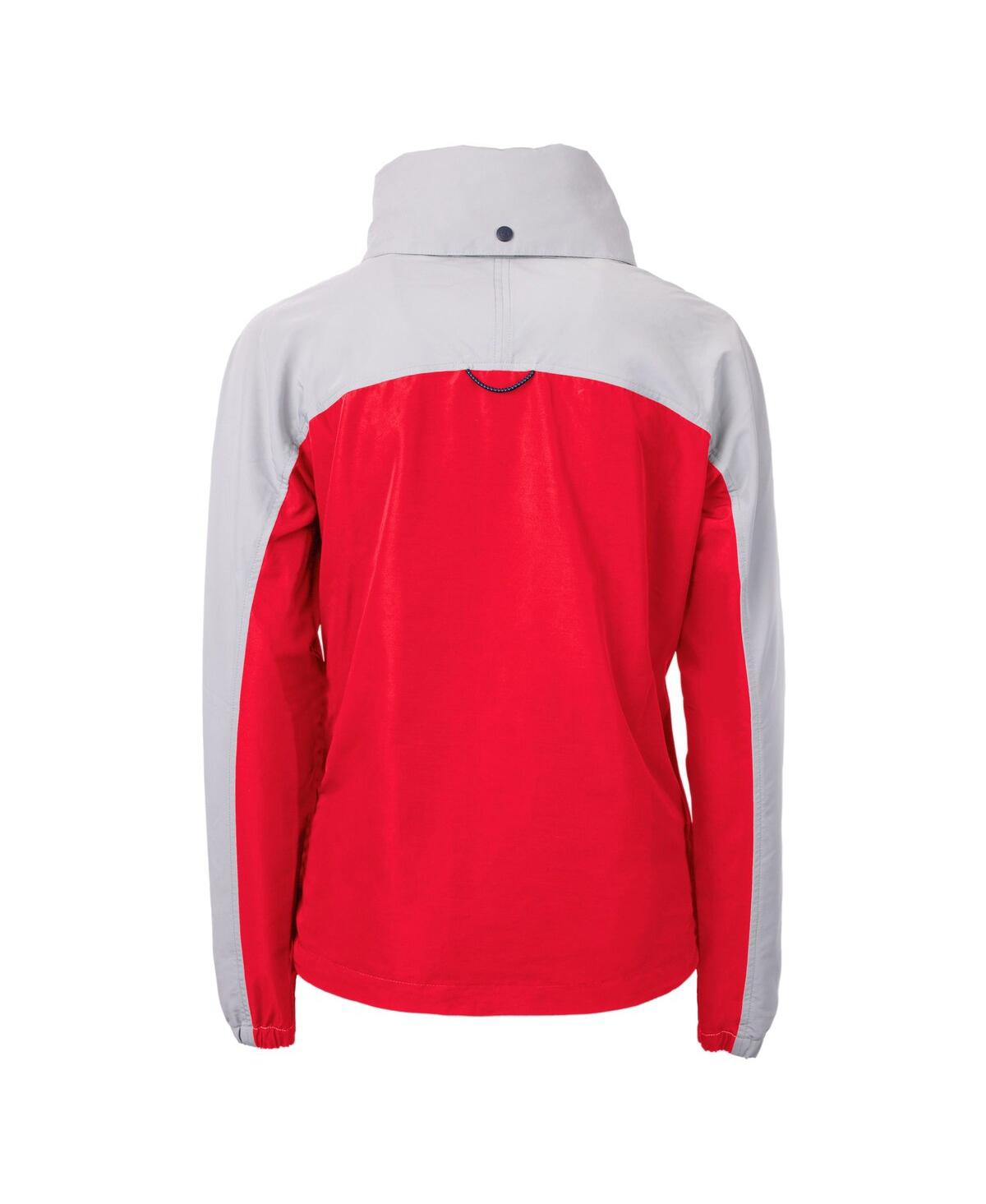 CUTTER & BUCK WOMEN'S SCARLET NEBRASKA HUSKERS CHARTER ECO HALF-ZIP ANORAK JACKET 