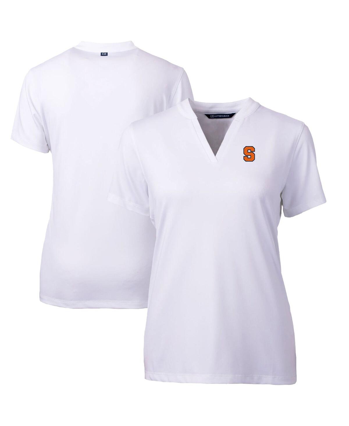 CUTTER & BUCK WOMEN'S WHITE SYRACUSE ORANGE FORGE BLADE V-NECK TOP 