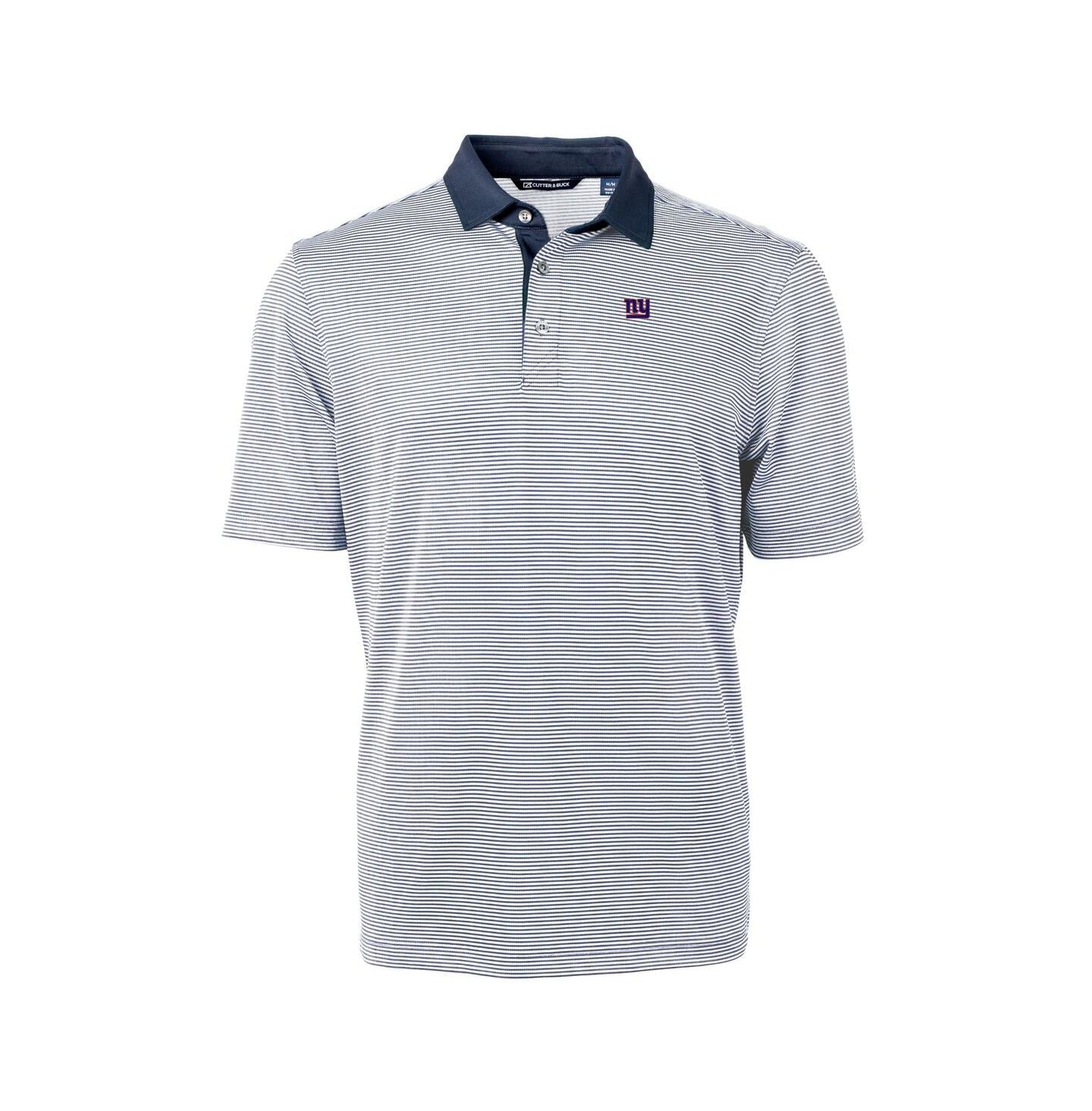 Мужское поло Cutter & Buck New York Giants Virtue Eco Pique Micro Stripe Polo, цвет: Синий / Белый — фото 3