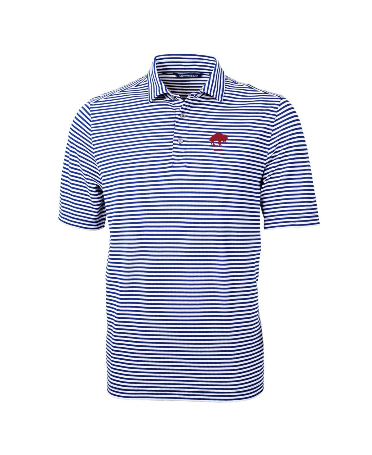 Cutter & Buck Men's Royal Buffalo Bills Throwback Logo Virtue Eco Pique Stripe Polo In Royal