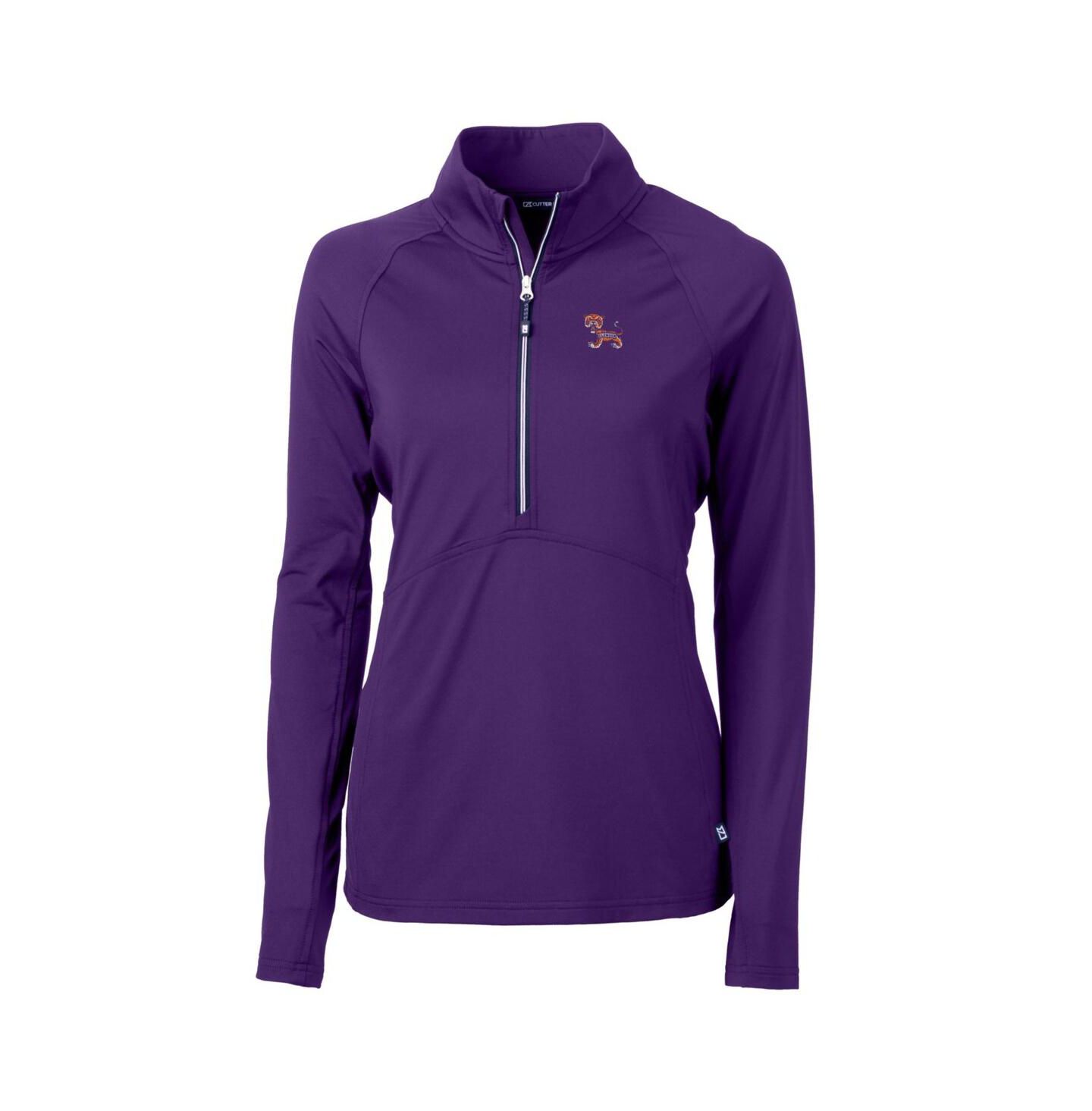 Женский свитер Cutter & Buck Purple Clemson Tigers Adapt Eco Knit Stretch Half-Zip Pullover Top — фото 3