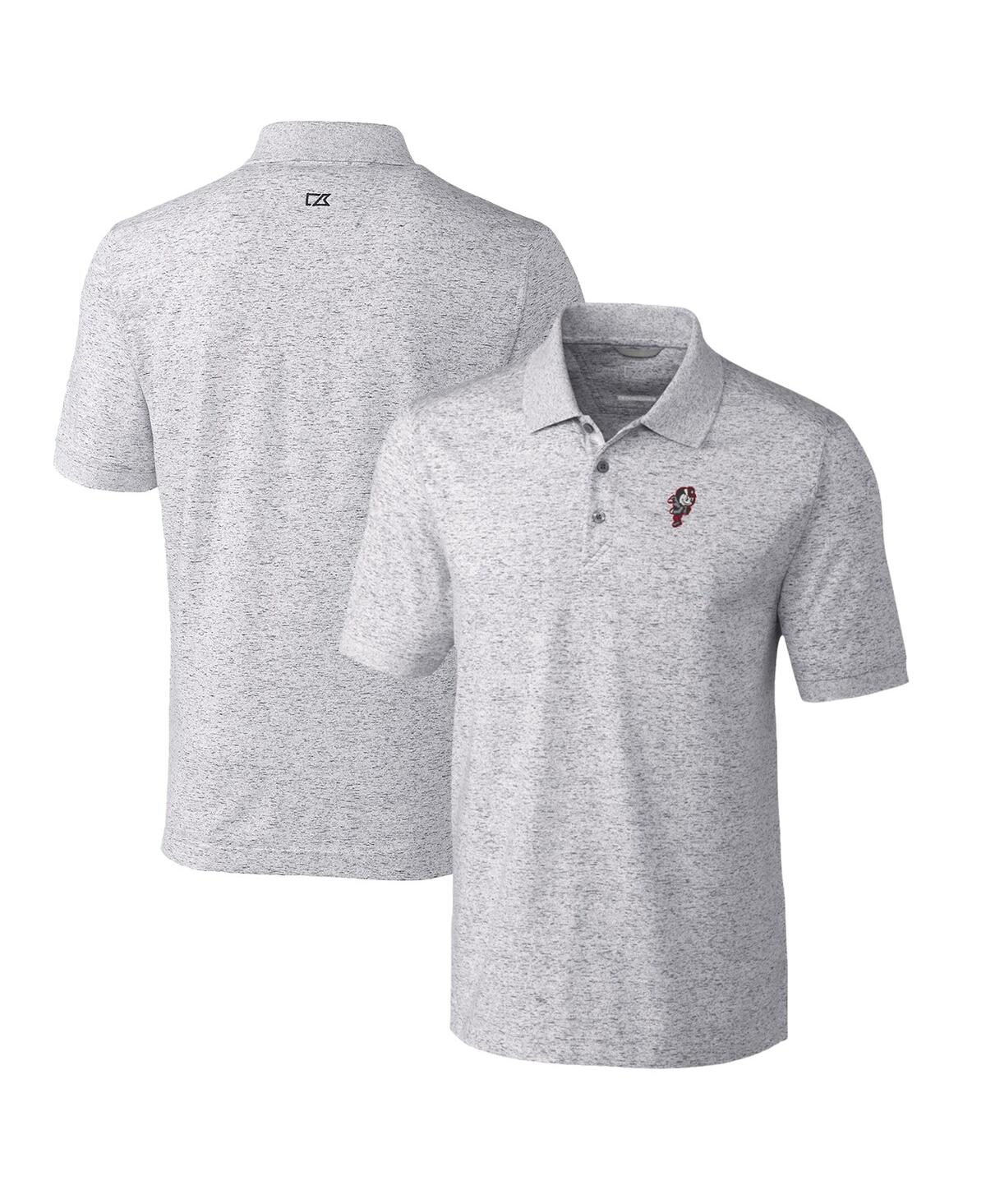 Cutter & Buck Men's Steel Ohio State Buckeyes Advantage Space Dye Tri-blend Polo In Steel