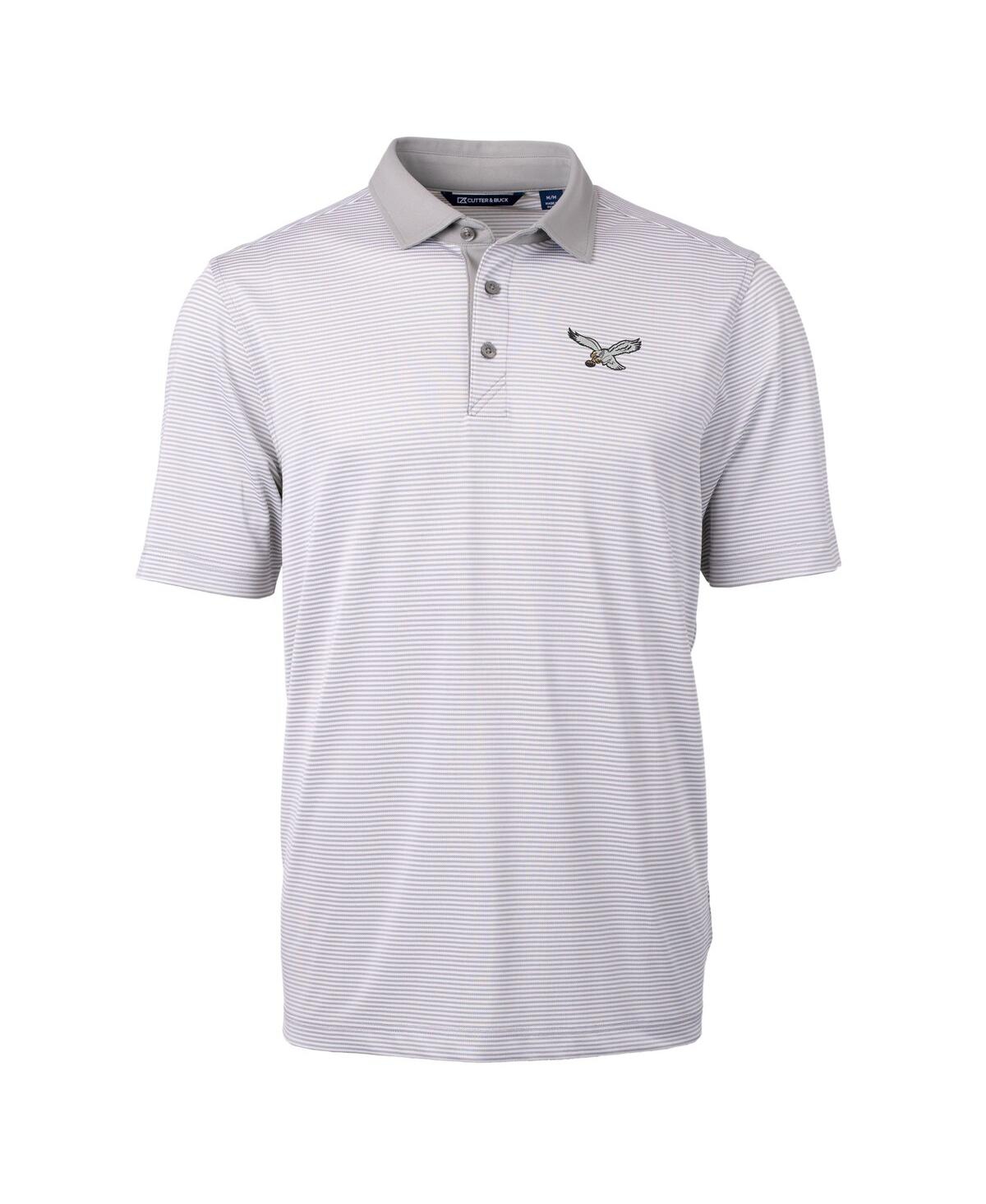 Cutter & Buck Men's White/gray Philadelphia Eagles Virtue Eco Pique Micro Stripe Polo In White