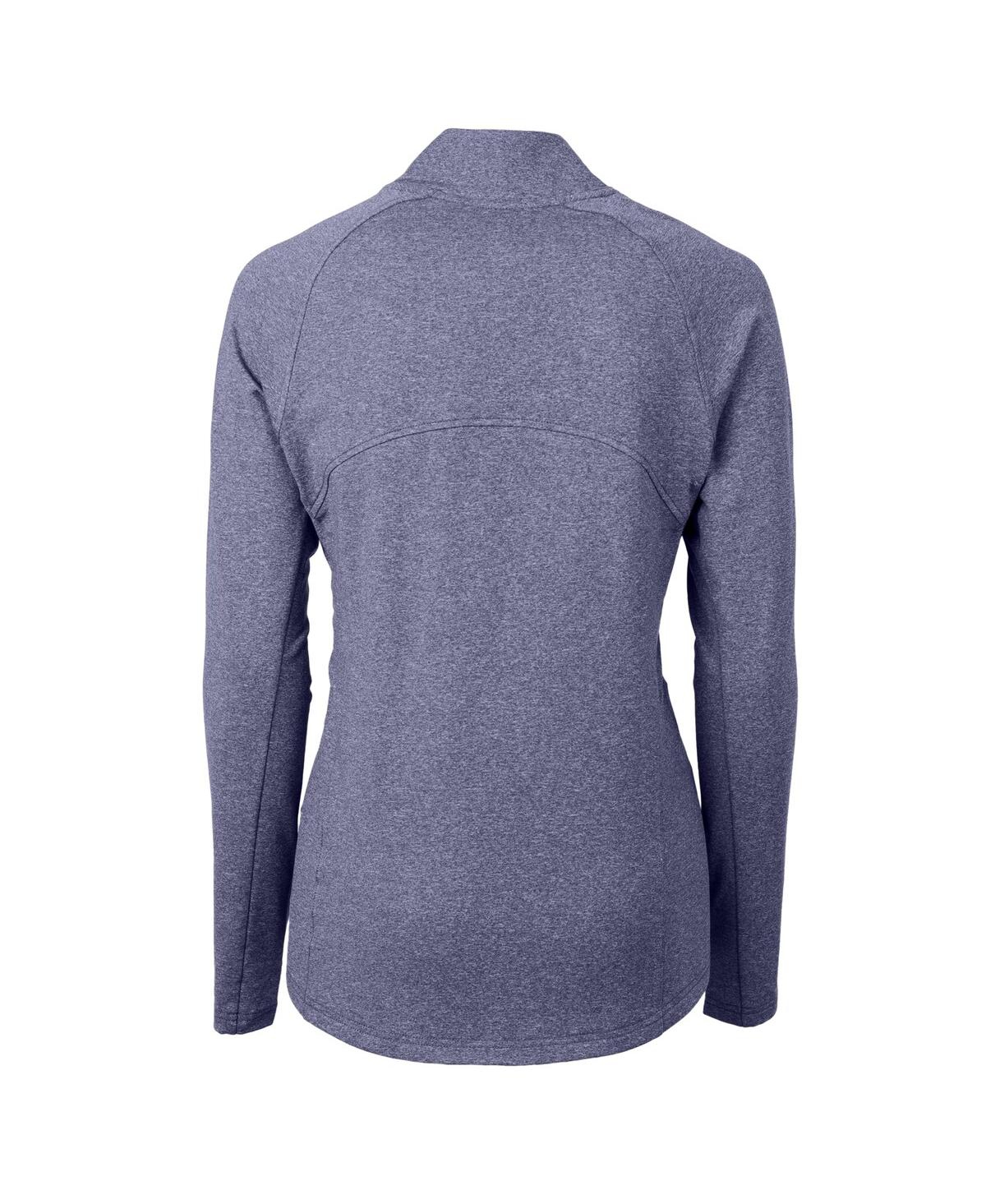 CUTTER & BUCK WOMEN'S HEATHER NAVY BOSTON RED SOX THROWBACK ADAPT ECO KNIT HYBRID FULL-ZIP JACKET 