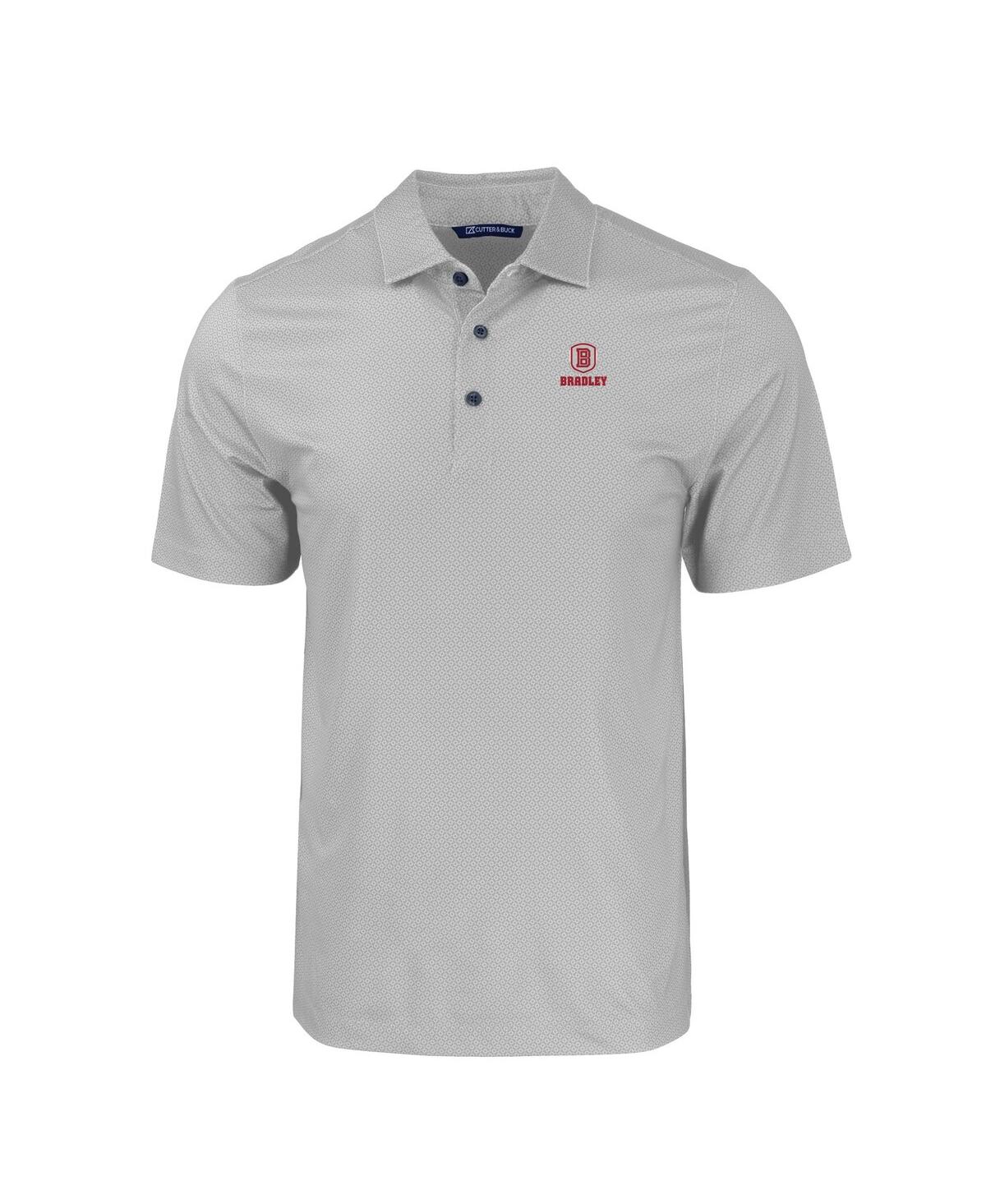 Cutter & Buck Men's Gray Bradley Braves Pike Eco Tonal Geo Print Stretch Polo In Gray