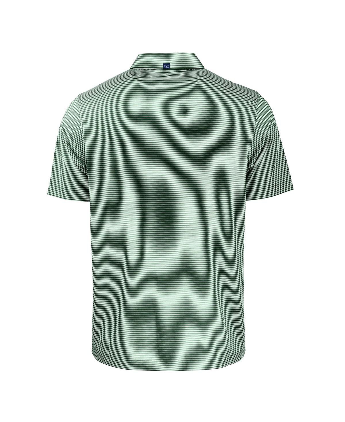 Cutter & Buck Men's Midnight Green/white Philadelphia Eagles Throwback Forge Eco Double Stripe Stretch Polo In Green,white