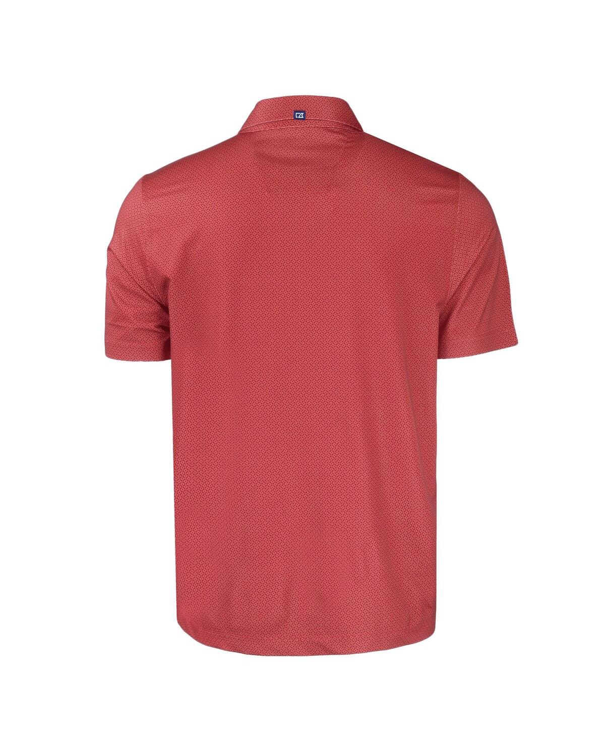 Cutter & Buck Men's Red Pittsburgh Steelers Americana Pike Eco Tonal Geo Print Stretch Polo In Red