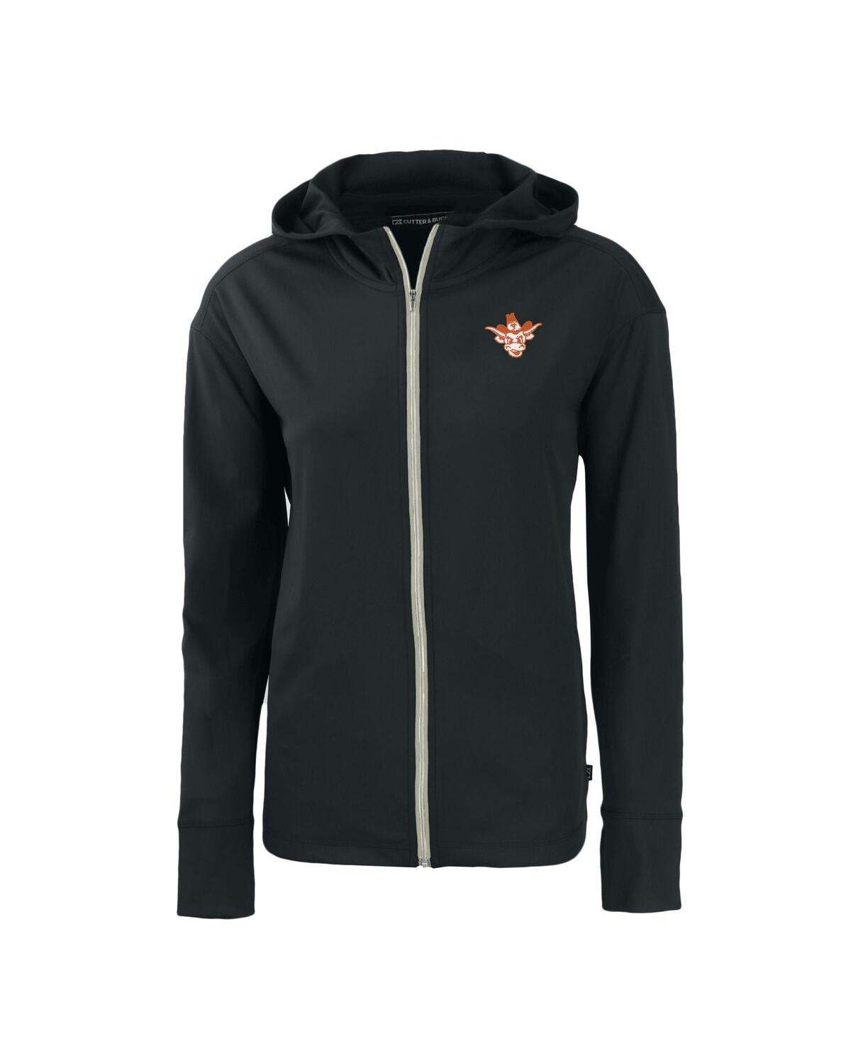 CUTTER & BUCK WOMEN'S BLACK TEXAS LONGHORNS VAULT DAYBREAK ECO FULL-ZIP HOODIE 