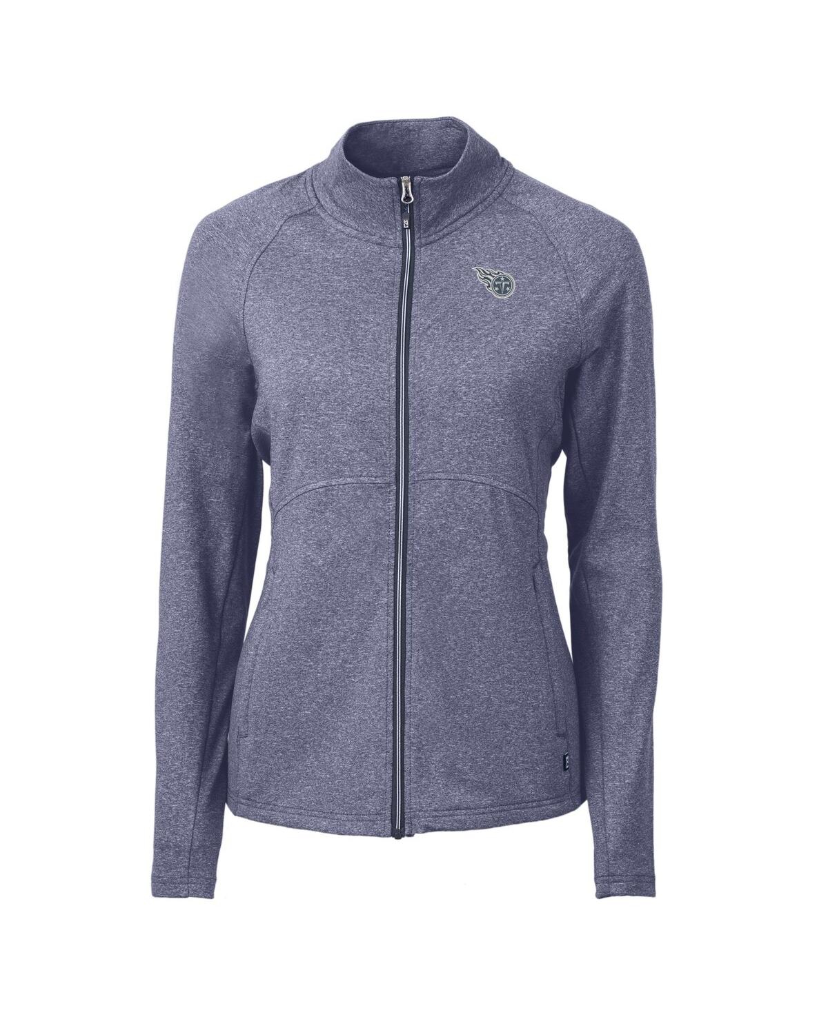 Cutter & Buck Women's Heather Navy Tennessee Titans Adapt Eco Knit Raglan Full-zip Jacket In Heather Navy