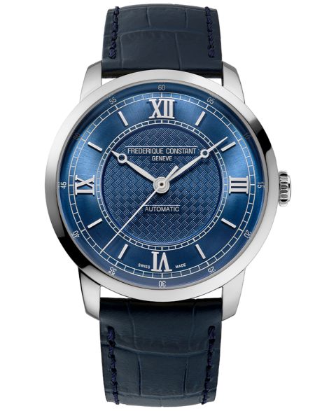 Мужские часы Frederique Constant Swiss Automatic Classics Premiere Blue Leather Strap Watch 39mm