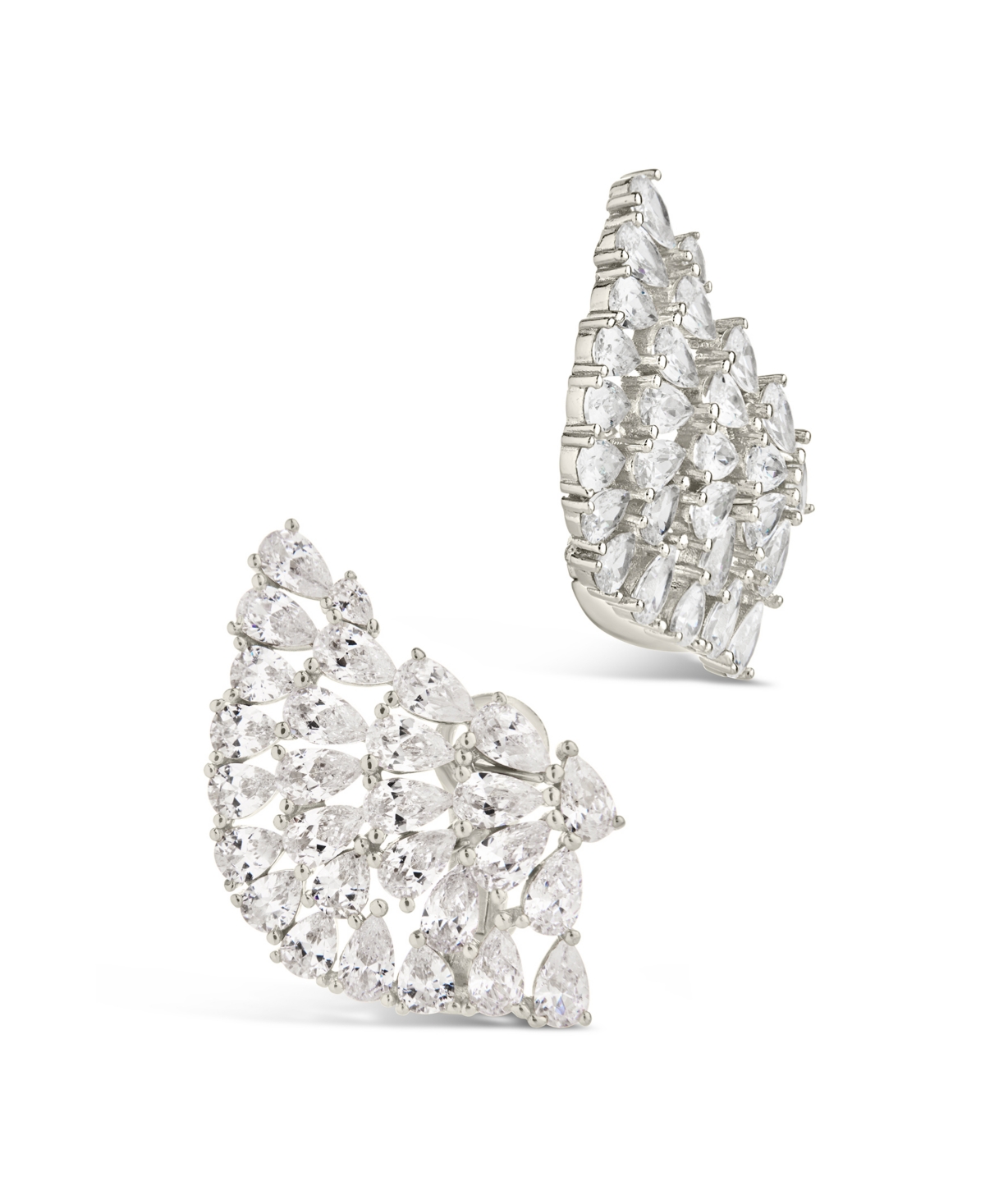 Sterling Forever Miranda Cubic Zirconia Fan Stud Earrings In Silver