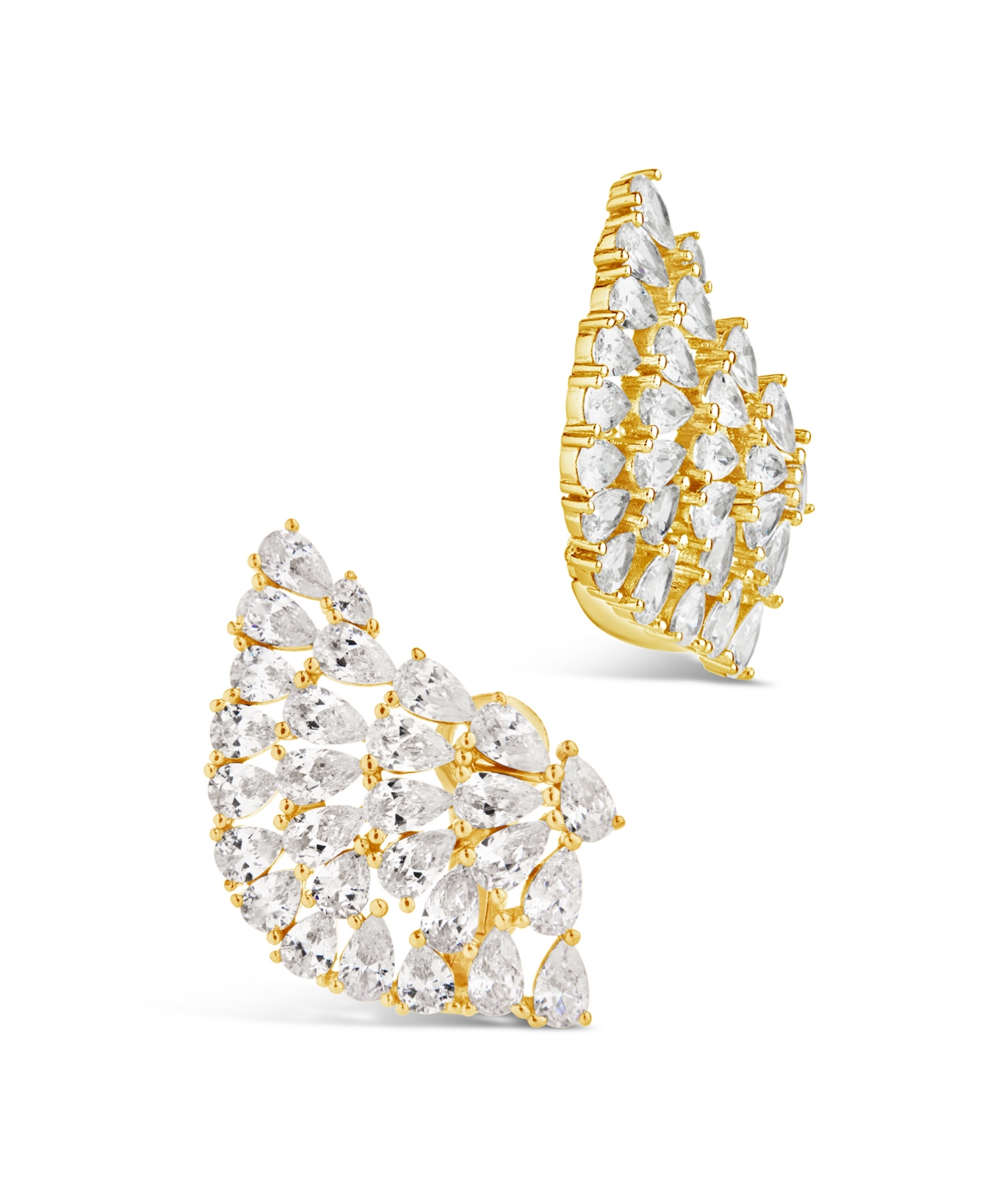 Sterling Forever Miranda Cubic Zirconia Fan Stud Earrings In Gold