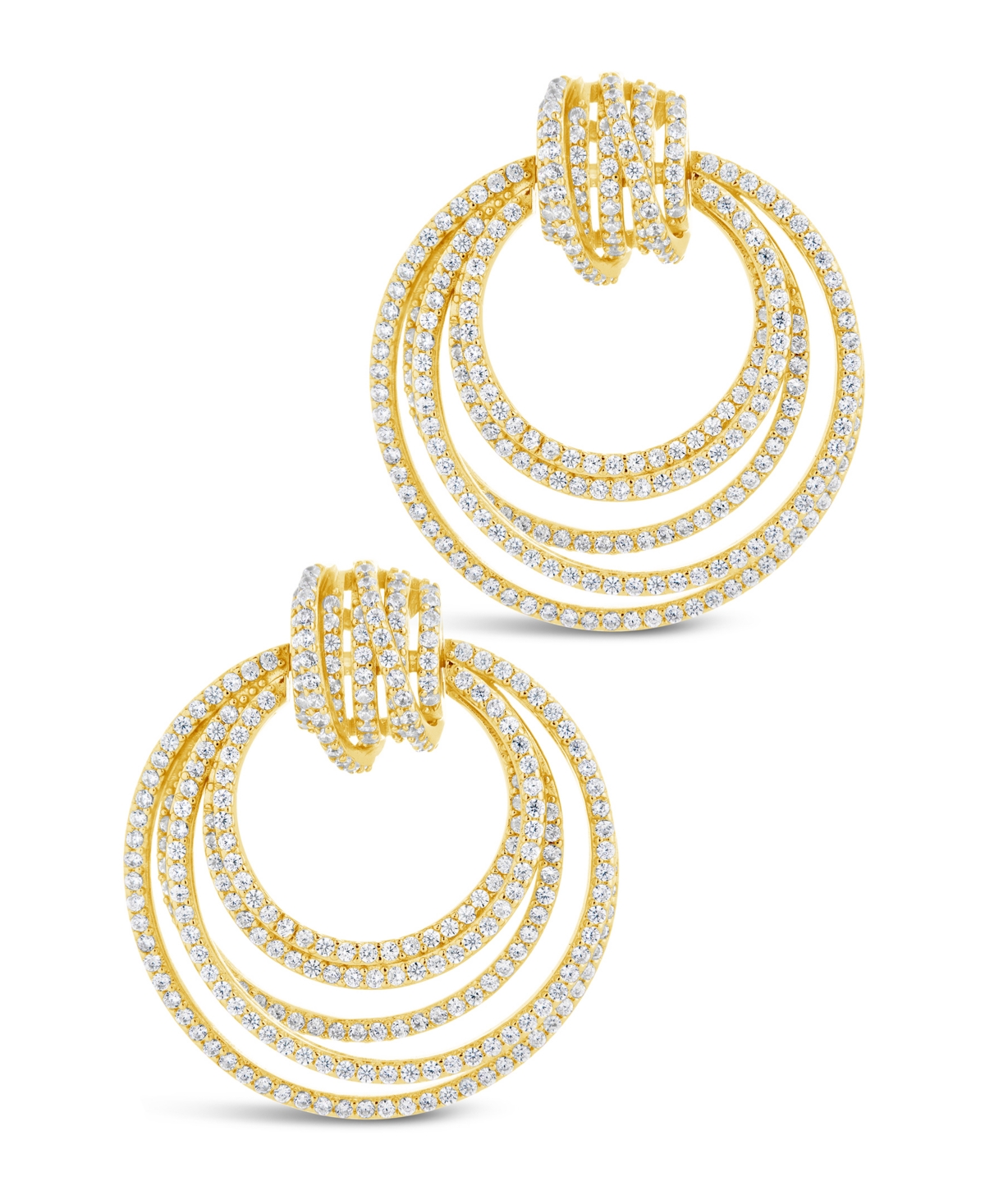 Sterling Forever Jordana Pave Circle Stud Earrings In Rhodium Plated In Silver