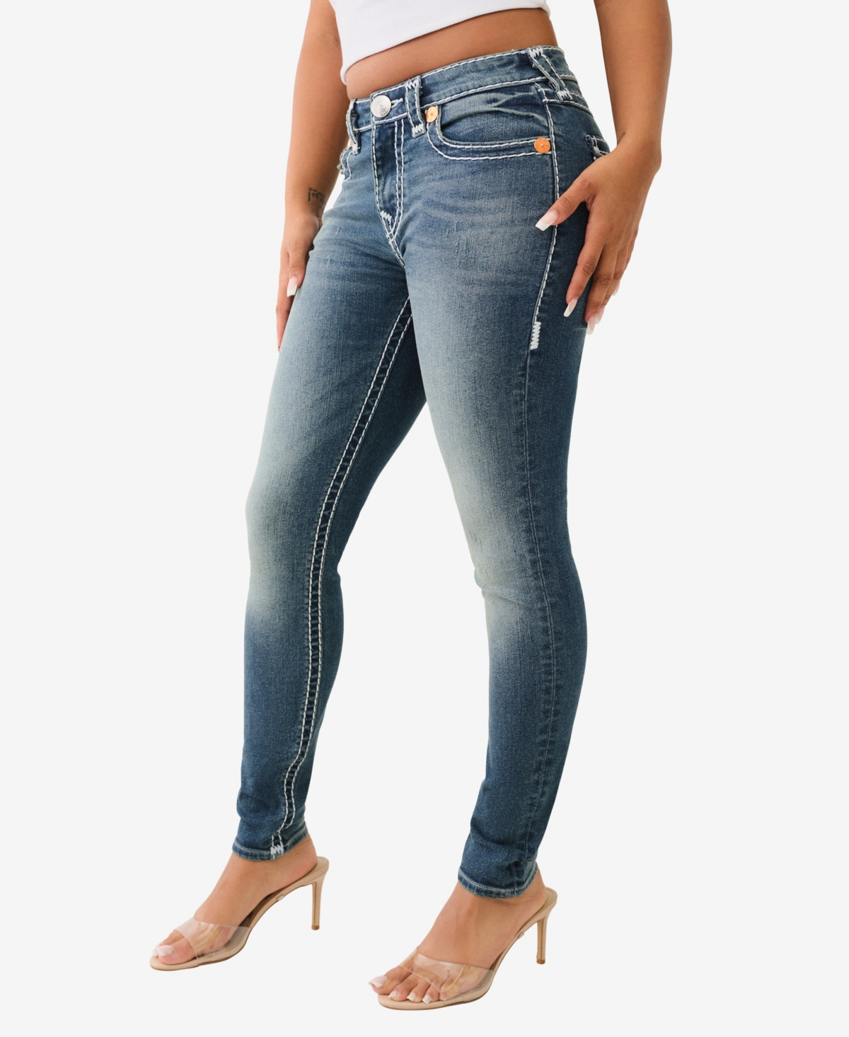 True Religion Women's Jennie Skinny Super T Flap Jean