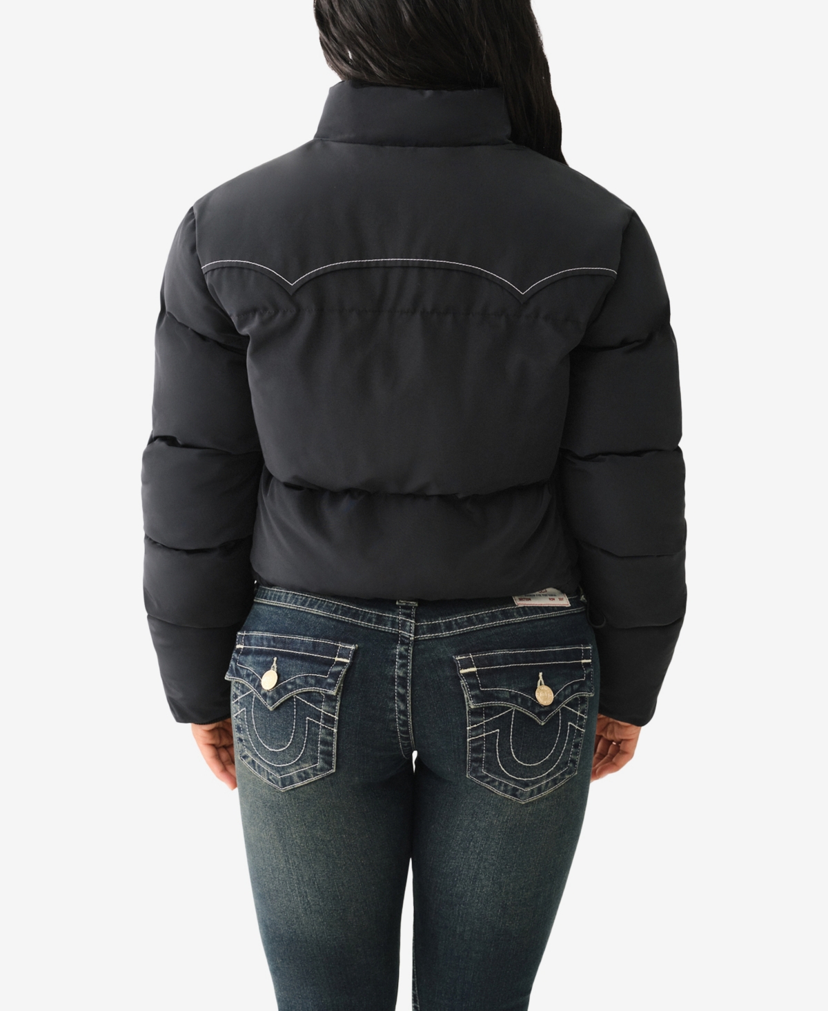 True Religion Women's Western Zip Up Puffer Jacket
