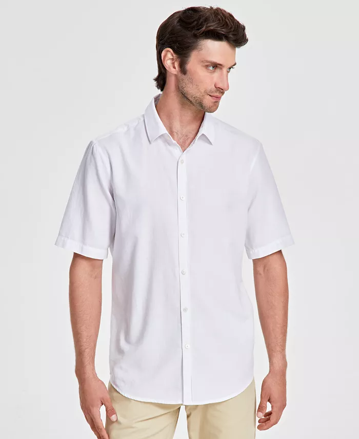Men's Short-Sleeve Solid Textured Shirt - thumbnail 4