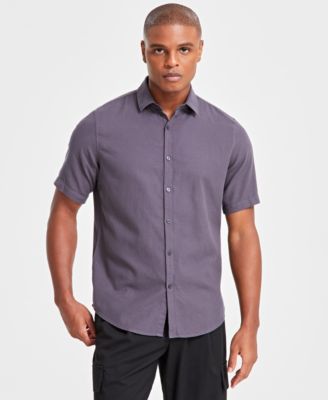 Alfani - Men's Short-Sleeve Solid Textured Shirt