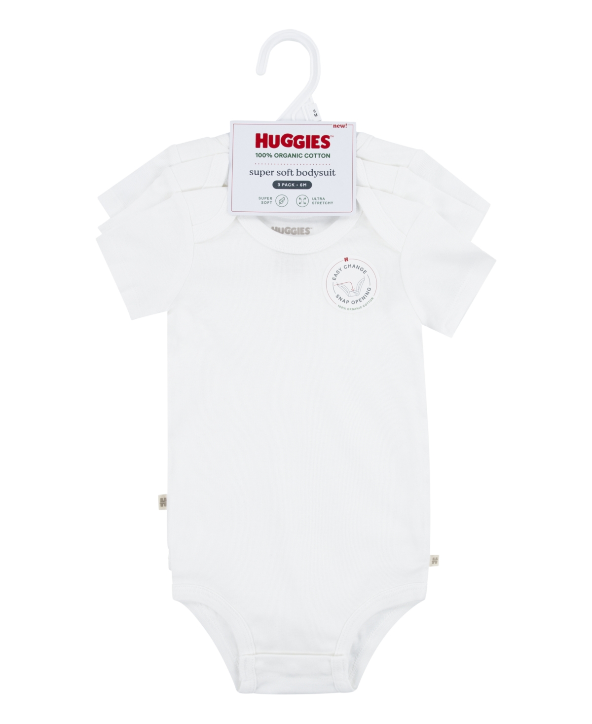 Huggies Baby Short Sleeve Bodysuits 3-pack In White