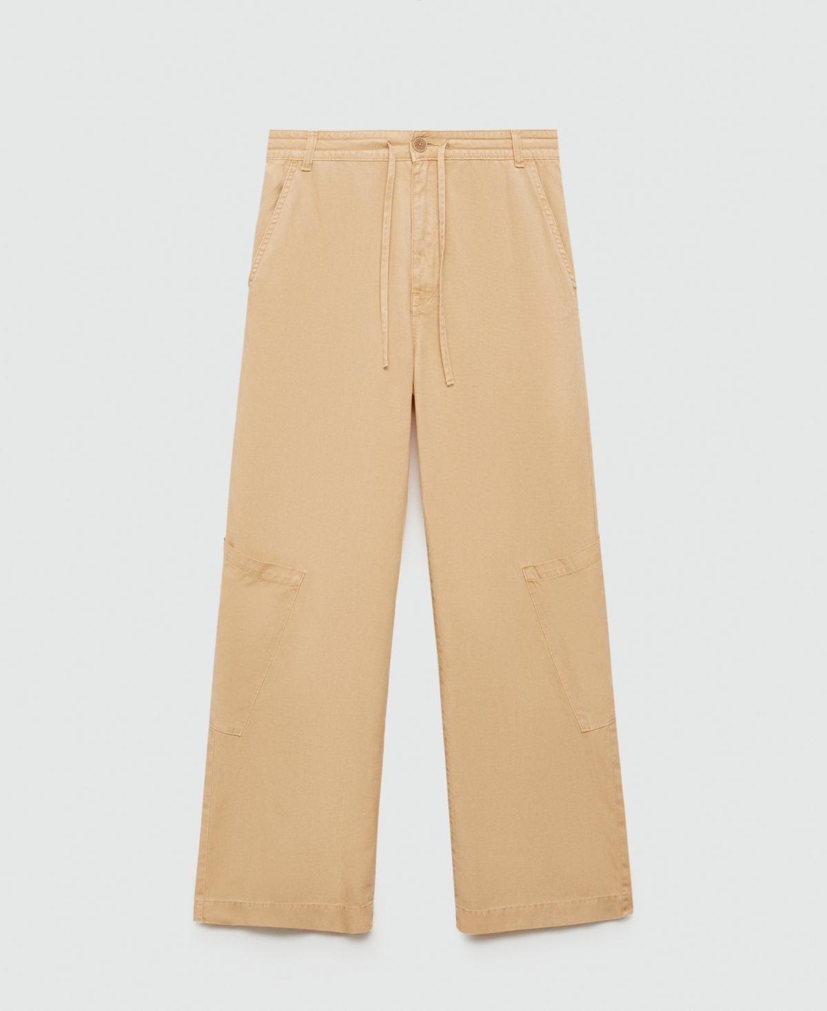 Mango Linen Cargo Pants In Sand