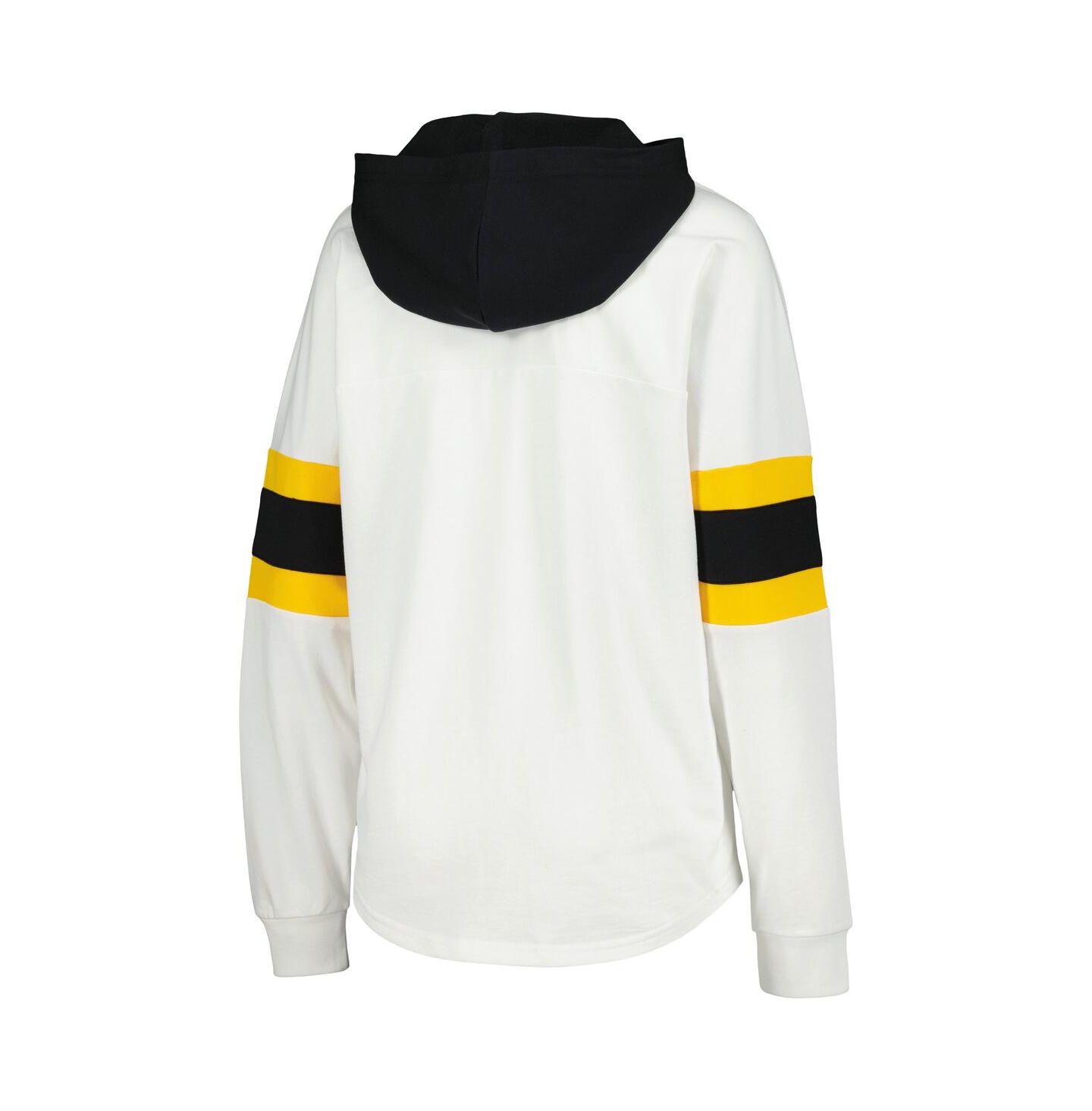 Женское худи G-III 4Her by Carl Banks White/Black Pittsburgh Penguins Goal Zone Long Sleeve Lace-Up T-Shirt — фото 2