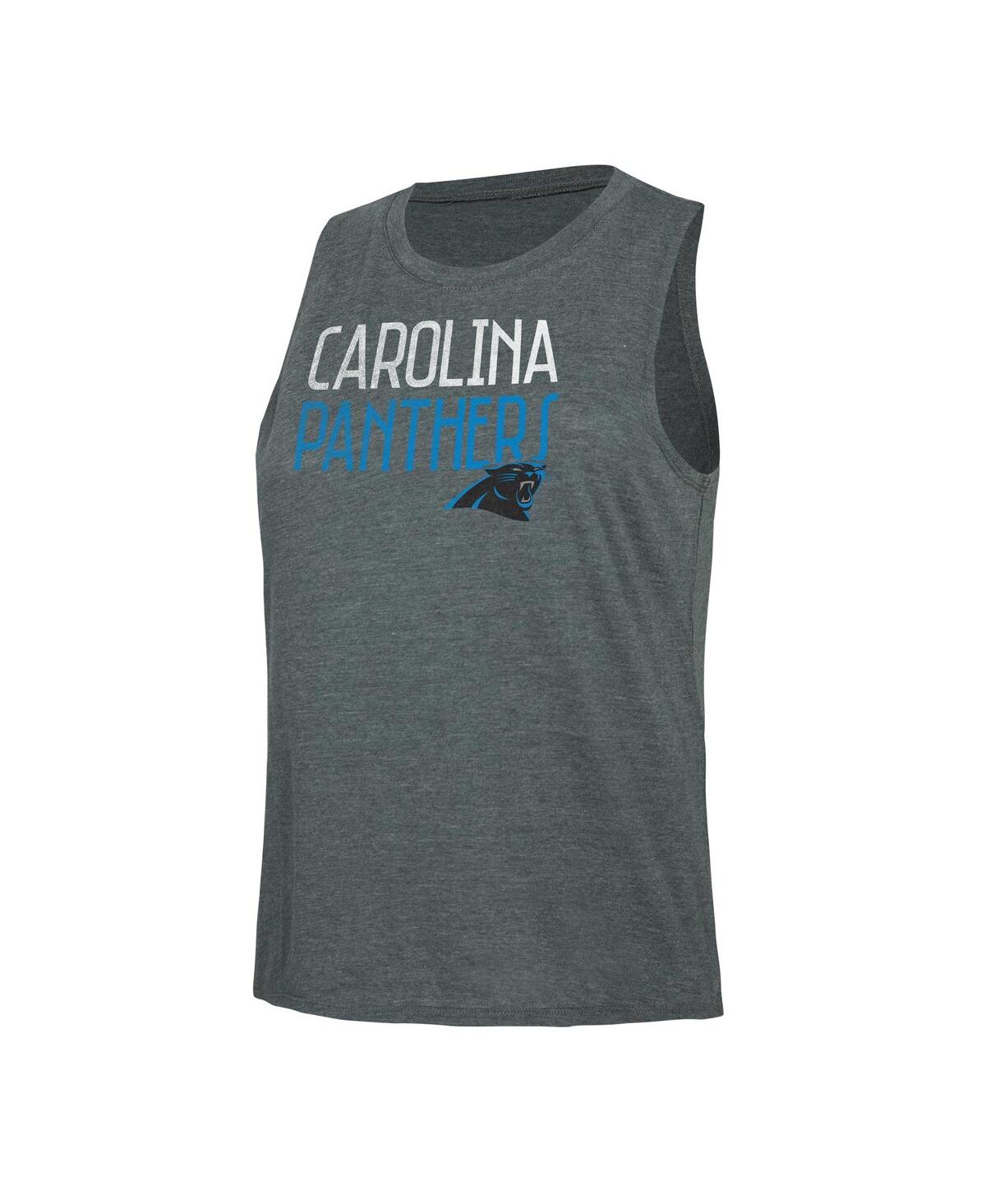 Shop Concepts Sport Women's Black/charcoal Carolina Panthers Muscle Tank Top Pants Lounge Set In Black,charcoal