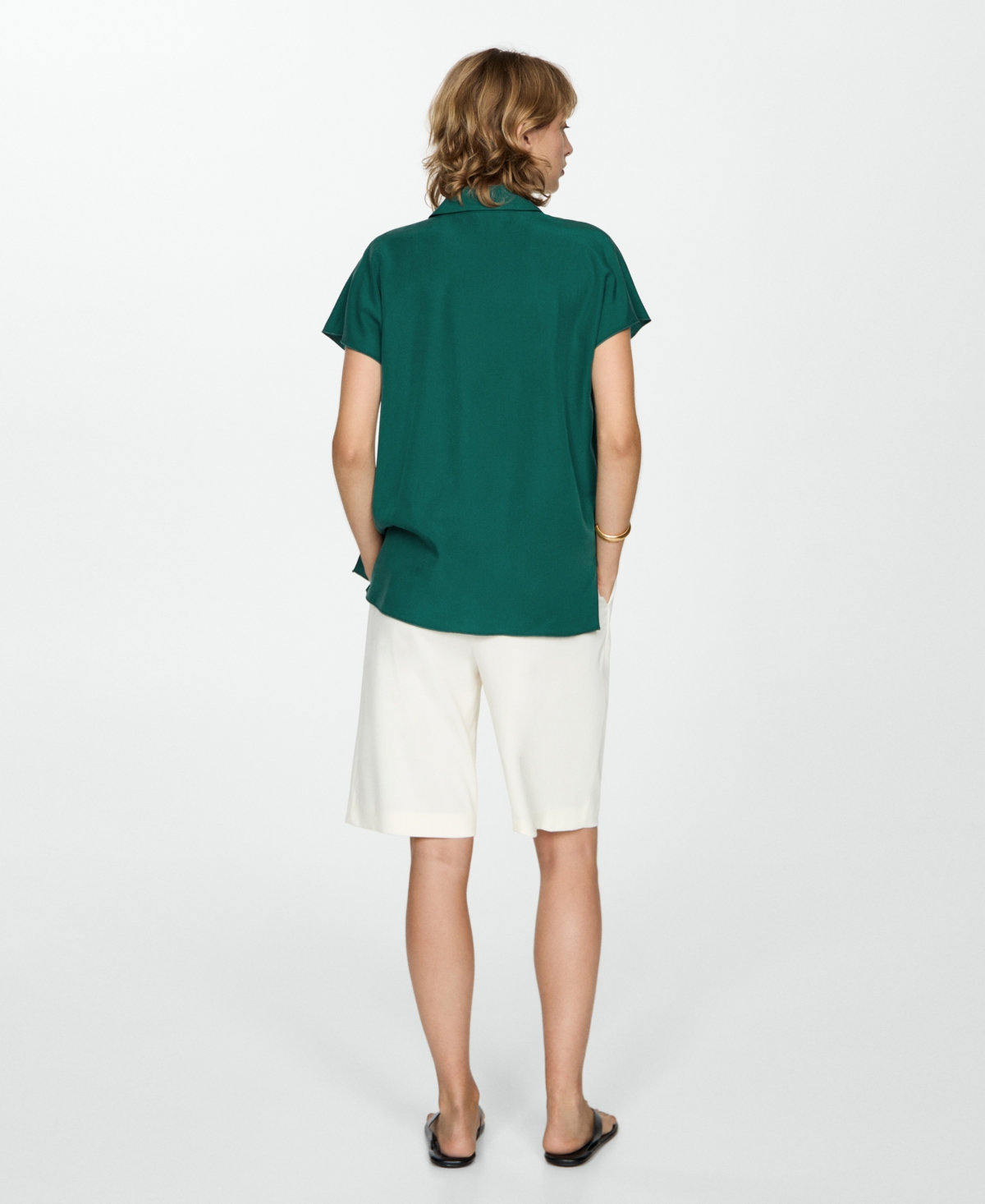 Mango Women's Short-Sleeved Lyocell Shirt