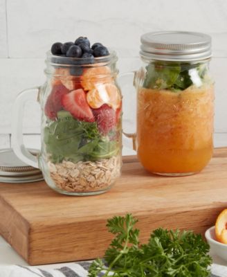 4 Piece Glass Jars with Handles and Lids