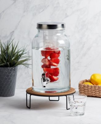 1.5 Gallon Glass Drink Dispenser with Infuser and Screw-off Wide Lid