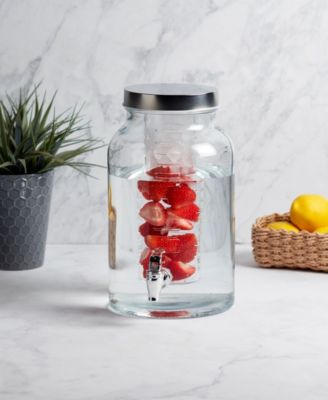 1.5 Gallon Glass Drink Dispenser with Infuser and Screw-off Wide Lid