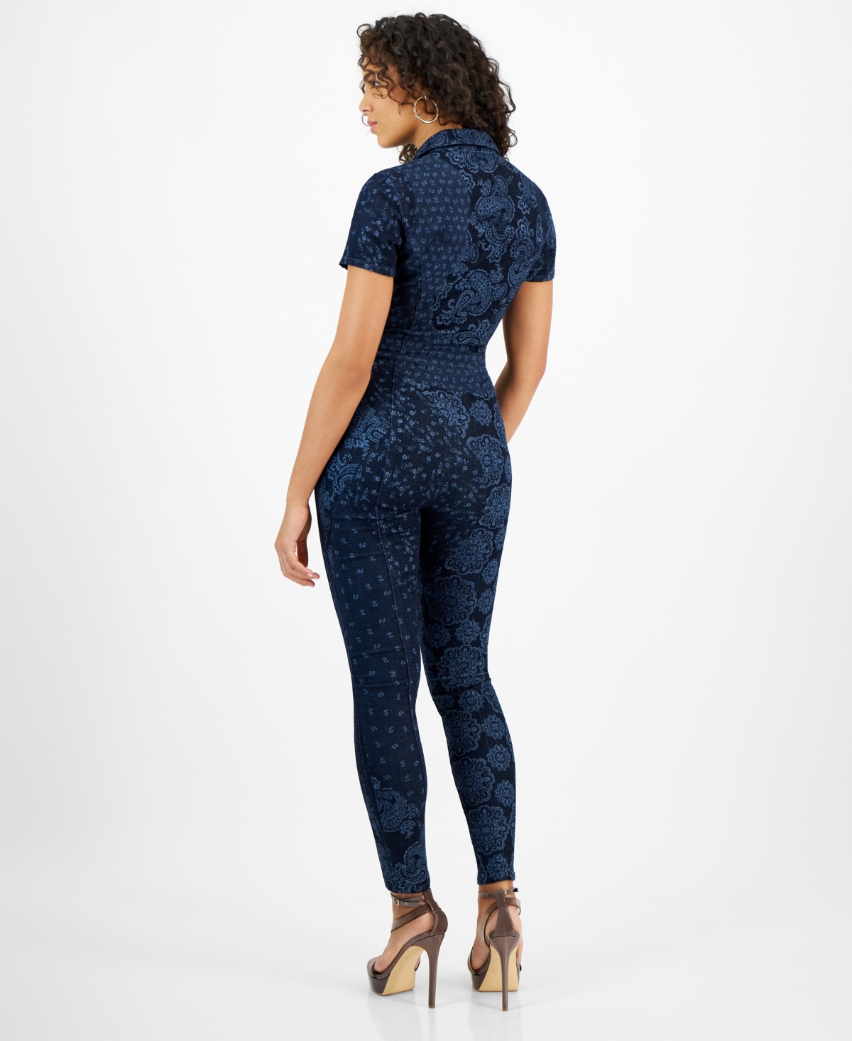 Guess Women's Yuri Denim Paisley-Print Jumpsuit