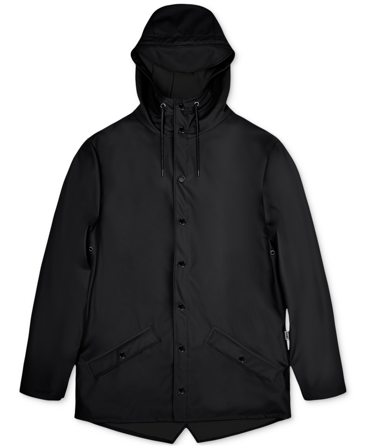 Rains Drawstring-hooded Buttoned Rain Jacket In Black