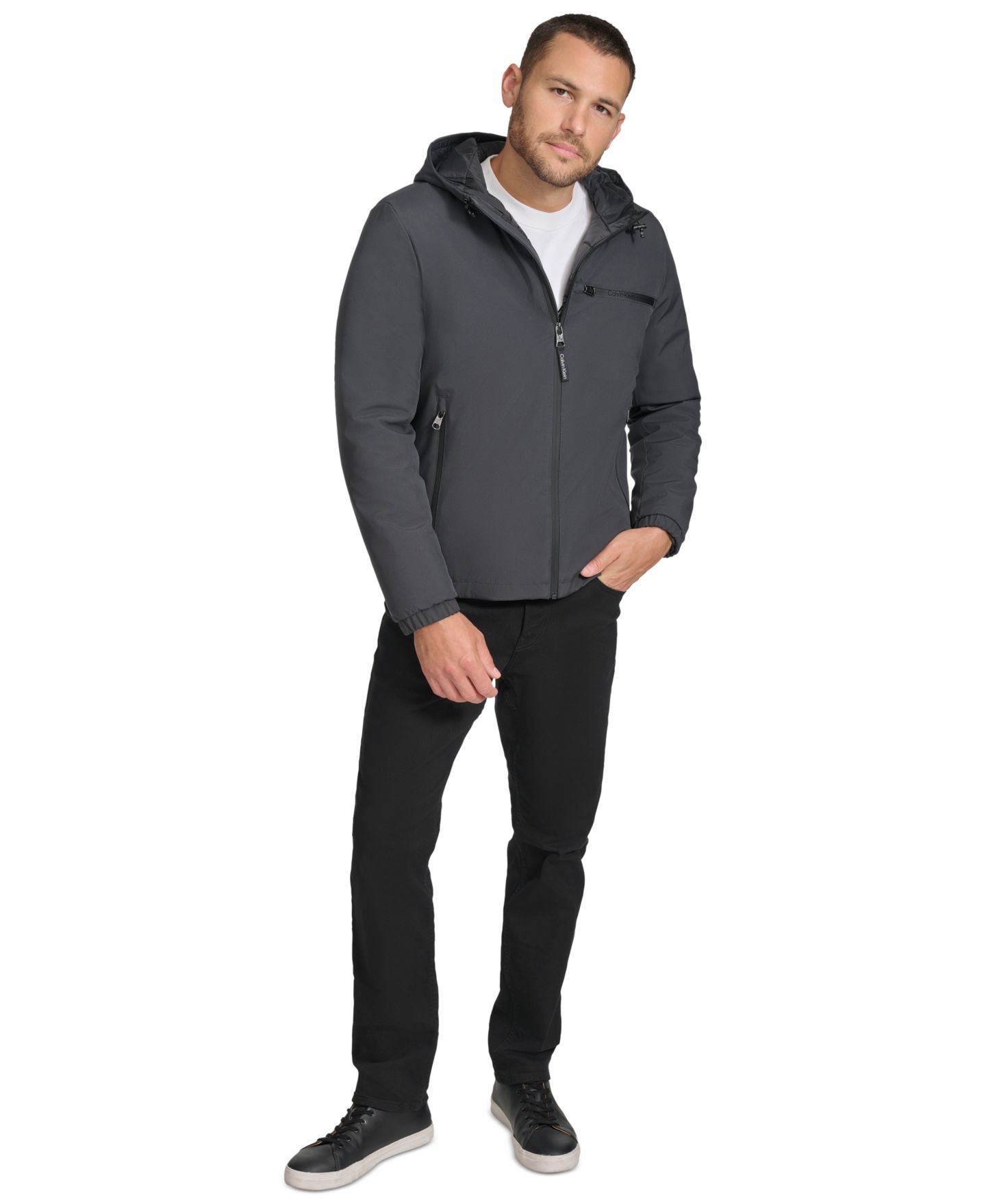 Мужская куртка Calvin Klein Infinite Stretch Water-Resistant Hooded, цвет: Железный — фото 5