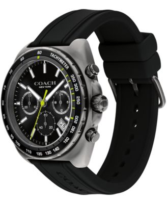 COACH Men's Charter Black Silicone Strap Watch 44.5mm - Macy's