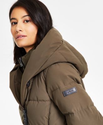 DKNY Women's Bibbed Shawl Collar Hooded Puffer Coat - Macy's