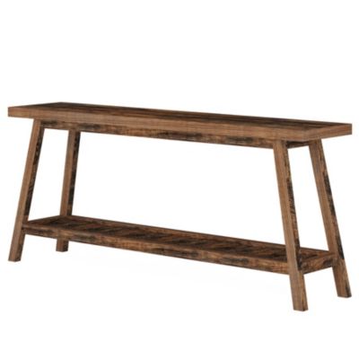 Farmhouse 70.9-Inch 2-Tier Wooden Console Table for Entryway or Behind Sofa