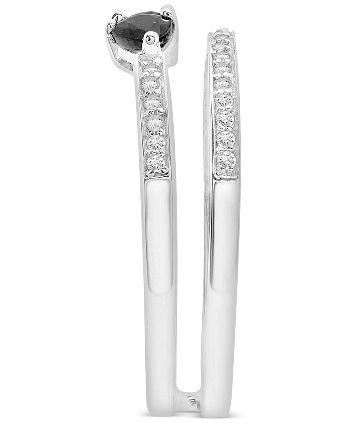 MACY'S ONYX (3/8 CT. T.W.) & DIAMOND (1/8 CT. T.W.) DOUBLE-ROW RING IN STERLING SILVER 
