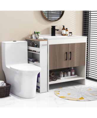 Rolling Kitchen Slim Storage Cart Mobile Shelving Organizer with Handle