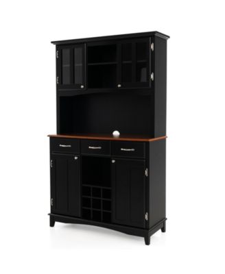 Kitchen Storage Cabinet Cupboard with Wine Rack and Drawers