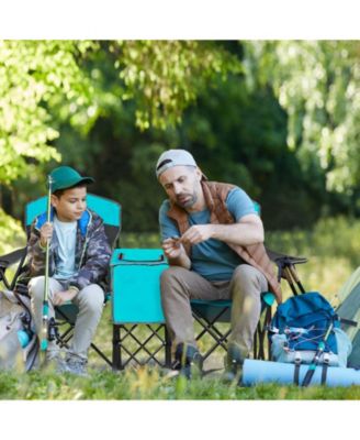 Turquoise Portable Folding Camping Canopy Chairs with Cup Holder